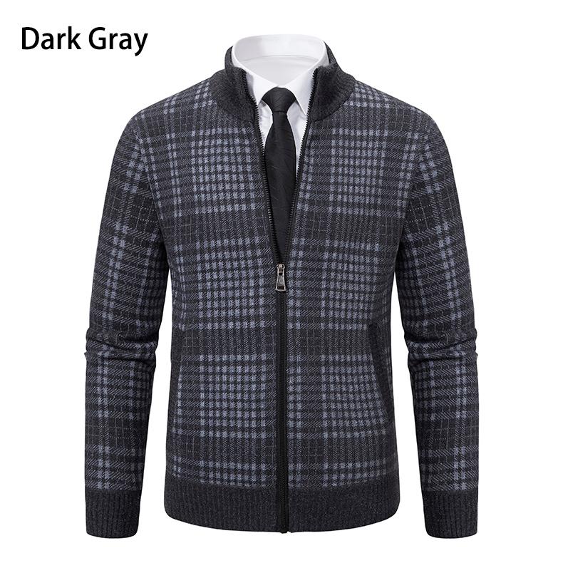 ホームアイホーム ニット カーディガン トータルネック セーター ポケット付き チェック 総柄 アウター ジャンパー 羽織り 紳士服 秋服 冬服 - 画像 (7)