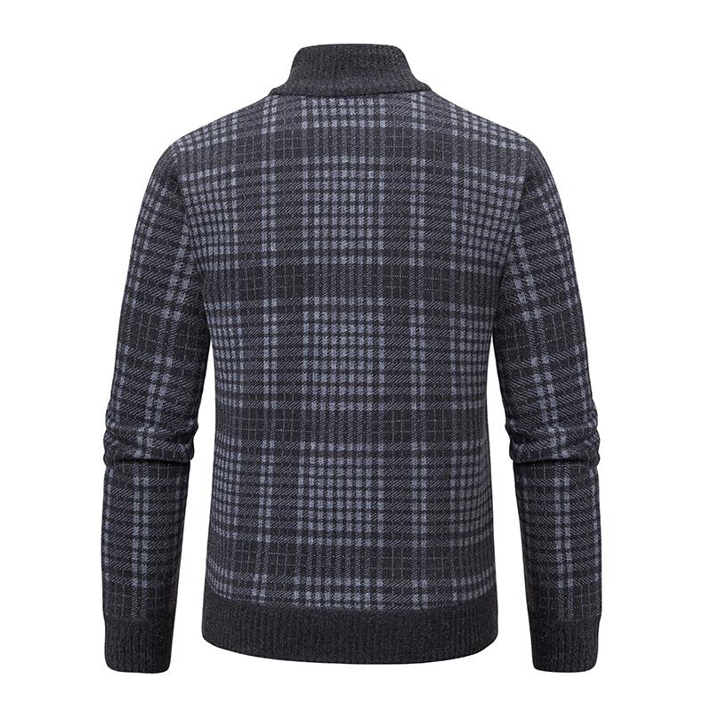 ホームアイホーム ニット カーディガン トータルネック セーター ポケット付き チェック 総柄 アウター ジャンパー 羽織り 紳士服 秋服 冬服 - 画像 (9)