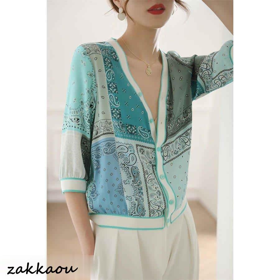 ブラウス レディース きれいめ 40代 春夏 上品 半袖 通勤 トップス 50代 プリントシャツ 着痩せ 大人 透かし彫り 韓国風 30代 - 画像 (4)