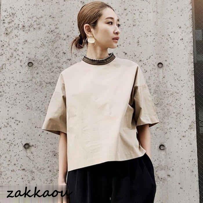 ブラウス レディース 40代 きれいめ 春夏 オシャレブラウス 30代 半袖トップス 韓国風 ゆったりTシャツ 通勤OL 50代 おしゃれ 大人 五分袖ブラウス 上品 - 画像 (2)