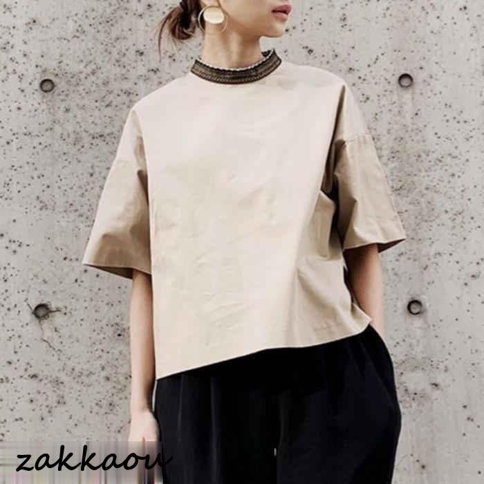 ブラウス レディース 40代 きれいめ 春夏 オシャレブラウス 30代 半袖トップス 韓国風 ゆったりTシャツ 通勤OL 50代 おしゃれ 大人 五分袖ブラウス 上品 - 画像 (6)