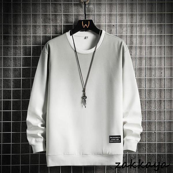 スウェット トレーナー メンズ 重ね着風 トップス クルーネック グラデーション 配色 無地 カジュアル プルオーバー おしゃれ コーデ シンプル - 画像 (2)