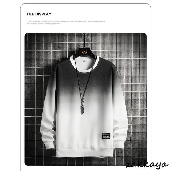 スウェット トレーナー メンズ 重ね着風 トップス クルーネック グラデーション 配色 無地 カジュアル プルオーバー おしゃれ コーデ シンプル - 画像 (8)