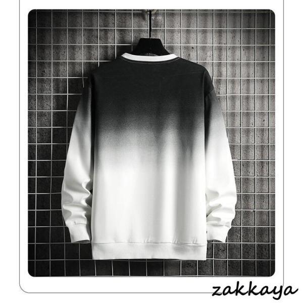 スウェット トレーナー メンズ 重ね着風 トップス クルーネック グラデーション 配色 無地 カジュアル プルオーバー おしゃれ コーデ シンプル - 画像 (9)