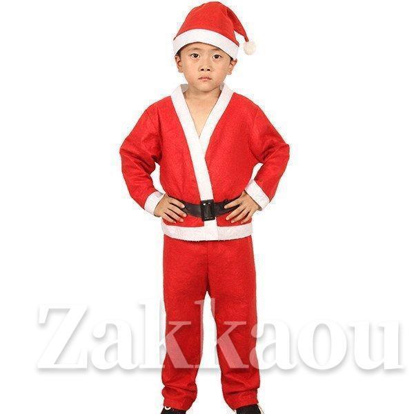 男の子4点セット 女の子3点セット サンタクロース 衣装 キッズ ジュニア クリスマス コスプレ 子供用 ワンピース 帽子 コスチューム - 画像 (2)