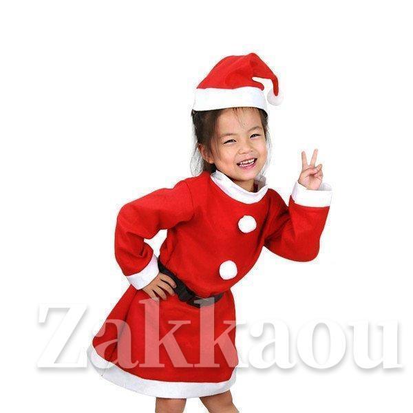 男の子4点セット 女の子3点セット サンタクロース 衣装 キッズ ジュニア クリスマス コスプレ 子供用 ワンピース 帽子 コスチューム - 画像 (3)