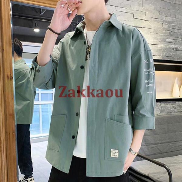 長袖シャツ カジュアルシャツ メンズ 開襟 ゆったりトップス ミリタリー 長袖 ボタンシャツ 着痩せ オシャレ かっこいい 通勤 - 画像 (5)